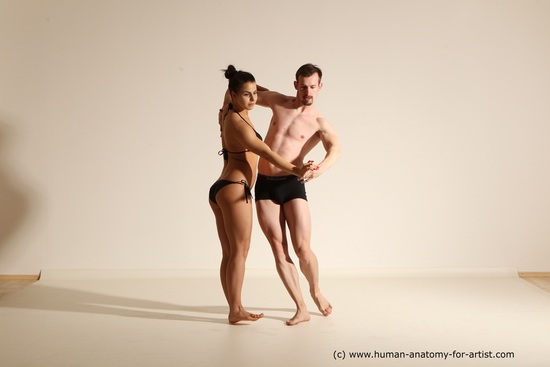 Underwear Woman - Man White Average Short Brown Dancing Dynamic poses Academic