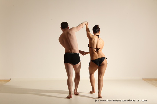 Underwear Woman - Man White Average Short Brown Dancing Dynamic poses Academic