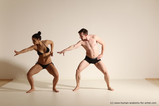 Underwear Woman - Man White Average Short Brown Dancing Dynamic poses Academic