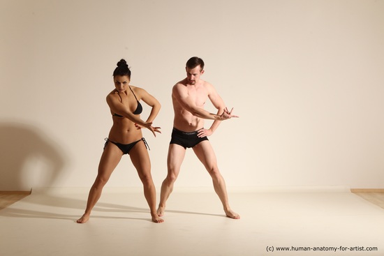 Underwear Woman - Man White Average Short Brown Dancing Dynamic poses Academic