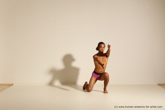 Underwear Martial art Man Asian Standing poses - ALL Slim Long Black Standing poses - simple Dynamic poses Academic