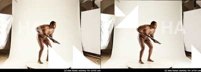 Nude Man Black Standing poses - ALL Muscular Short Black Standing poses - simple 3D Stereoscopic poses Realistic