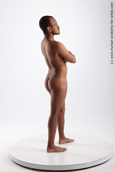 Nude Man Black Standing poses - ALL Average Short Black Standing poses - simple Realistic