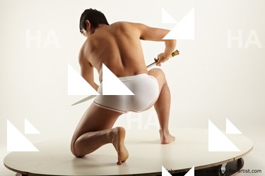 Underwear Man Asian Average Medium Black Academic