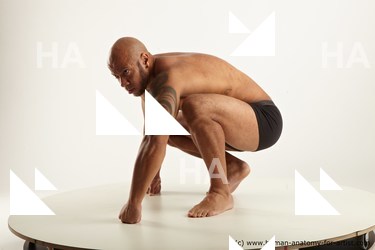 Underwear Man Black Muscular Bald Academic