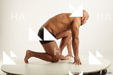 Underwear Man Black Muscular Bald Academic