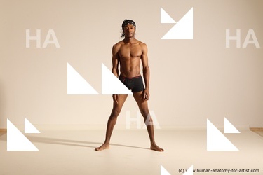 Underwear Man Another Athletic Black Dancing Dreadlocks Dynamic poses Academic