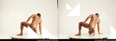 Nude Man White Short Brown 3D Stereoscopic poses Realistic