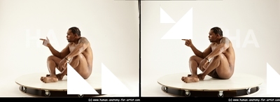 Nude Man Black Muscular Short Black 3D Stereoscopic poses Realistic