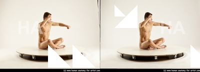 Nude Man White Athletic Short Brown 3D Stereoscopic poses Realistic