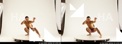 Underwear Man Asian Athletic Long Black 3D Stereoscopic poses Academic