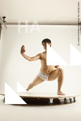 Underwear Fighting Man Asian Slim Short Black Multi angles poses Academic