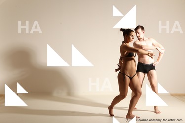 Swimsuit Woman - Man White Athletic Dancing Dynamic poses Academic