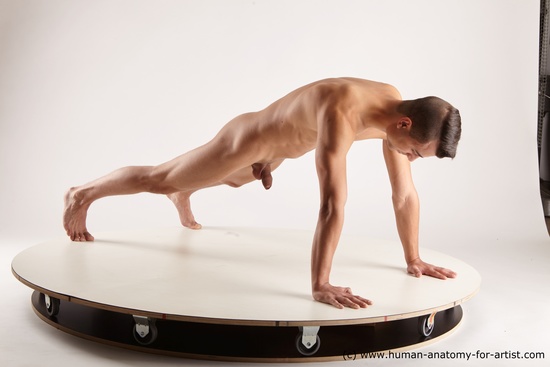 Nude Man White Athletic Short Black Standard Photoshoot Realistic