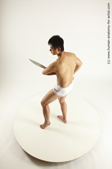 Underwear Fighting with sword Man Asian Standing poses - ALL Slim Short Black Standing poses - simple Multi angles poses Academic