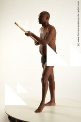 Underwear Fighting with spear Man White Standing poses - ALL Average Short Black Standing poses - simple Standard Photoshoot Academic