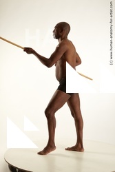 Underwear Fighting with spear Man White Standing poses - ALL Average Short Black Standing poses - simple Standard Photoshoot Academic