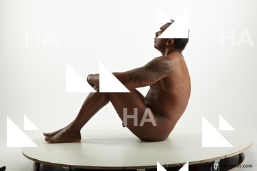 Nude Man Black Muscular Short Black Standard Photoshoot Realistic