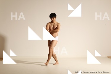 Underwear Martial art Man Asian Moving poses Slim Medium Black Dynamic poses Academic