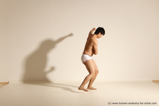 Underwear Martial art Man Asian Moving poses Slim Medium Black Dynamic poses Academic