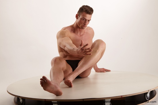 Underwear Man White Muscular Short Brown Standard Photoshoot Academic