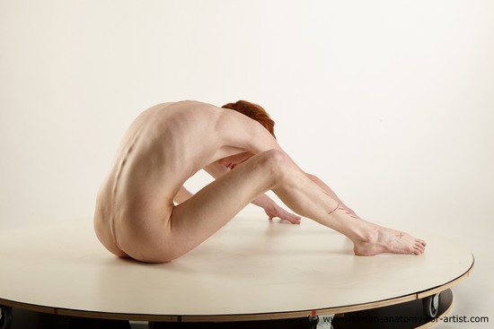 Nude Man White Sitting poses - simple Underweight Medium Red Sitting poses - ALL Standard Photoshoot Realistic