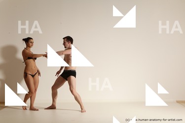 Underwear Woman - Man White Slim Brown Dancing Dynamic poses Academic