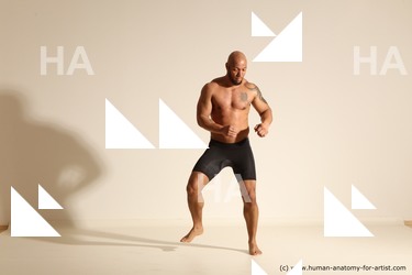 Underwear Man Black Muscular Bald Dancing Dynamic poses Academic