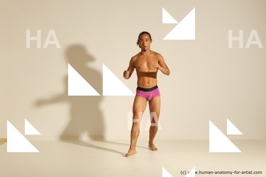 Underwear Martial art Man Asian Moving poses Athletic Long Black Dynamic poses Academic