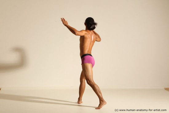 Underwear Martial art Man Asian Moving poses Athletic Long Black Dynamic poses Academic