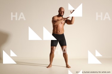 Underwear Man Black Muscular Bald Dancing Dynamic poses Academic