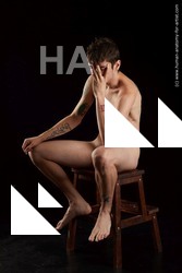 Nude Man White Slim Short Black Standard Photoshoot Realistic