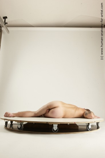 Nude Man White Laying poses - ALL Slim Short Brown Laying poses - on side Multi angles poses Realistic