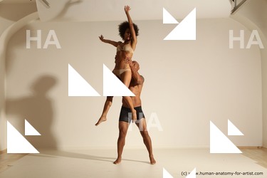 Underwear Woman - Man Black Athletic Dancing Dynamic poses Academic