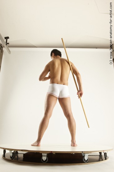 Underwear Man White Athletic Medium Black Dynamic poses Academic