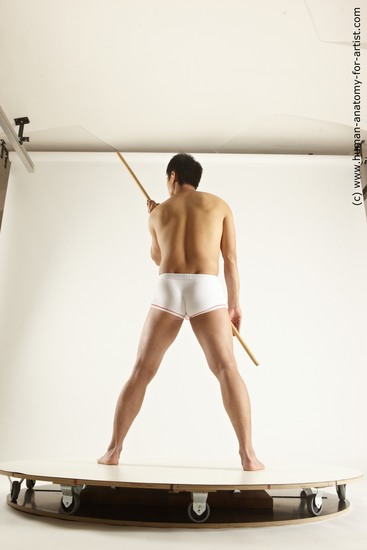 Underwear Man White Athletic Medium Black Dynamic poses Academic