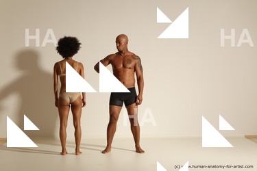 Underwear Woman - Man Black Muscular Black Dancing Dynamic poses Academic