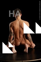 Nude Man White Athletic Short Brown Standard Photoshoot Realistic