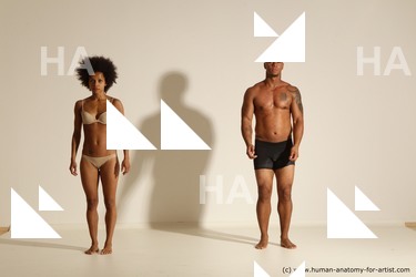 Underwear Woman - Man Black Dancing Dynamic poses Academic