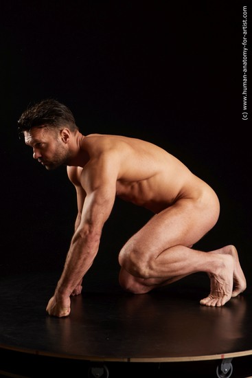 Nude Man White Muscular Short Black Standard Photoshoot Realistic
