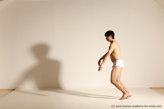 Underwear Fighting Man Asian Athletic Medium Black Dynamic poses Academic