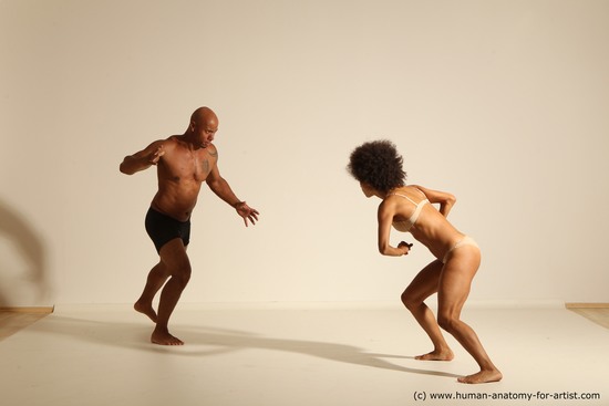 Underwear Woman - Man Black Athletic Black Dancing Dynamic poses Academic