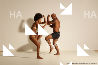 Underwear Woman - Man Black Athletic Dancing Dynamic poses Academic