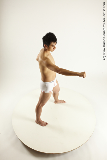 Underwear Fighting Man Asian Athletic Medium Black Multi angles poses Academic