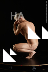 Nude Fighting with sword Man White Muscular Short Grey Standard Photoshoot Realistic