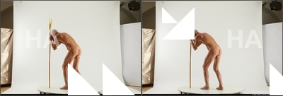 Nude Man White Slim Short Grey 3D Stereoscopic poses Realistic