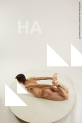 Nude Man White Laying poses - ALL Slim Short Laying poses - on stomach Black Multi angles poses Realistic