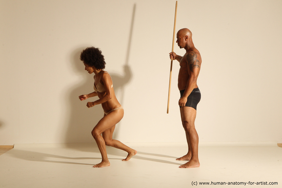 Underwear Woman - Man Black Athletic Dancing Dynamic poses Academic