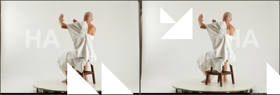 Man White Sitting poses - simple Slim Short Grey Sitting poses - ALL 3D Stereoscopic poses Academic