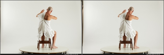 Man White Sitting poses - simple Slim Short Grey Sitting poses - ALL 3D Stereoscopic poses Academic